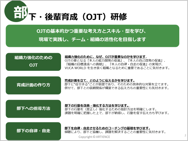 アーティエンス株式会社_部下・後輩育成（OJT）研修
